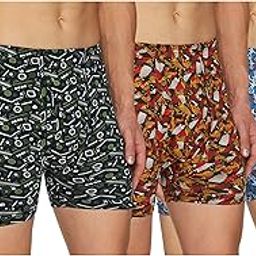 Printed Trunk for Men, 100% Cotton Material, Inner Elastic, Pack of 3 Assorted-image-0