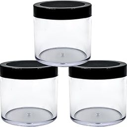 Happy Packaging 100Gm Clear Round Empty Acrylic cosmetic Cream Container|Jars With Black Cap And White Inner Lids For Creams|Balms |Face Scrub|Body Cream Etc (3)-image-61
