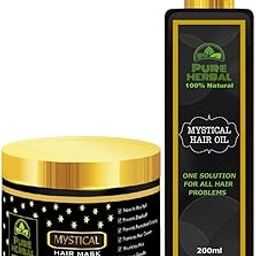 Pure herbal Mystical Hair Oil 200 ML and Mask 75 Grams/Natural Herb extracts/Controls hair fall/Helps to Fights Dandruff/Nourishment for Hair/For Men/Women-image-81
