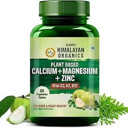 Vlado’s Himalayan Organics Plant Based Calcium Magnesium + Zinc | Vitamin D3+k2 Supplement For Stronger Bones | Boost Immunity | Healthy Heart | Muscle Growth - 60 Veg Tablets-11
