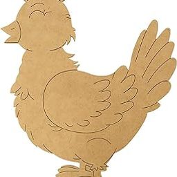 American Elm Pack of 2 Hen Shape MDF Cutouts Pre Marked Wooden Chicken Decor for Farmhouse Wall Art, Kids Crafts & DIY Painting-image-61
