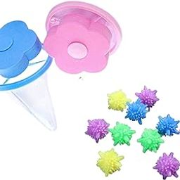 ADAKASI 2 Pcs Washing Machine Hair Filter Cleaning Mesh Bag 10 Pcs Silicone Washing Machine Laundry Balls Dryer Laundry Ball Washing BallTangle-Free and Cleaning Power Washer Balls-Combo-30