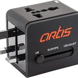 Artis UV200 Universal Travel Adapter/Converter/Charger with 2.1A USB Port (Black)-25