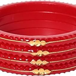 Set of 4 Red Bangles | Thanksgiving | Gift for Loved-one | All Occasions | Dailywear Shining Warrantee (22 carats Gold with Certificate)-11