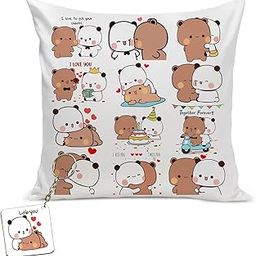 CRAFT MANIACS Bubu Dudu 16 * 16 Pillow with Fillers Inside & Free Wooden Keychain Best Friendship/Rakshabandhan Day Gift for Your Special Friend/Sibling (Type 28)-image-53