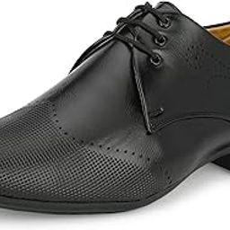 Designer Derby Napa Leatherette Black Lace-Ups Office Party Ethnic Wear Shoe Island Formal Shoes Shoe Island for Men (CLS6540-AZ)-image-101