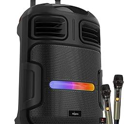FINGERS RollingParties-51 Bluetooth Trolley Speaker with Powerful 50 W Deep Bass, RGB Lights, 15-Hour, Bundled 2 Wireless Mics & Additional 2 Mics (Rich Black)-10