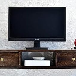 SamDecors Solid Sheesham Wood (Rosewood) Ruble Wall Hanging Two Draw TV Unit/Cabinet/Shelf (Lacquer Finish, Dark Walnut)-image-33
