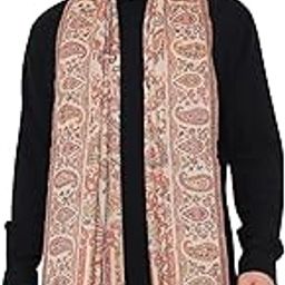 Mens Extra Fine Wool Stole, Paisley Weave Design, Beige-image-63