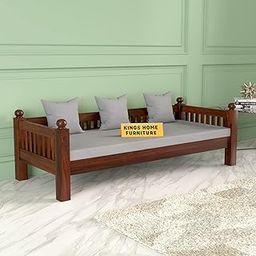KINGS HOME FURNITURE Solid Sheesham Wood Sofa 3 Seater Sofa Diwan Bed for Home Living Room Wooden Couch Diwan Sofa Settee for Living Room and Office | Rosewood Three 3 Seater Sofa (D-Walnut)-image-7
