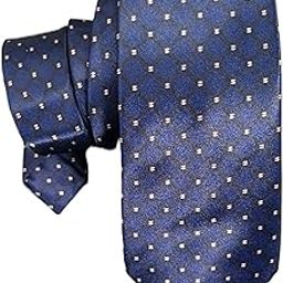 Men's Navy Blue Broad Faux Silk Necktie with Diamond Pattern-image-43