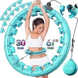 Leann L!fe U1-30 Knots Waist 61”, Magnetic Lock Smart Weighted Hula Hoop for Adults Weight Loss, Infinity Hoop Plus Size, Children Adult Home Outdoors, Abdominal Toner, Light Green-image-23