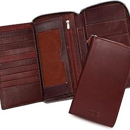 Genuine Leather RFID Blocking Wine Document Holder with Metallic Zip Closure(GP01WN)-image-71