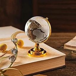 Shoppersduniya Fengshui Crystal Globe with Golden Stand for Positive (Chi) Energy, Success, Good Luck and Prosperity Vastu Remedy for Home Children's Study Table & Office (Glass, White)-21