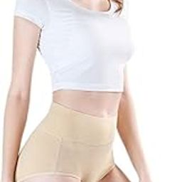Women's Cotton PN-052 Fitted Bikini Style Underwear | Women Thong High Waist Panty | Low Rise Sexy Solid Hipster Lingerie high Waist Panties | 100% Super Cotton(Beige).-image-3