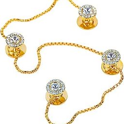Epraiser Gold Plated Round Designer Zirconia Gemstone Diamond Galaxy Fancy Traditional Ethnic Kurta Buttons for Men-image-1
