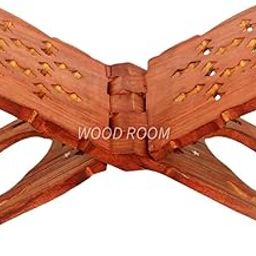 WOOD ROOM Handcrafted Wooden Hand Carved Holy Book Stand Figurine/Book Sand/Rehal Stand / 12 X 5.5 inch (Brown)-image-44