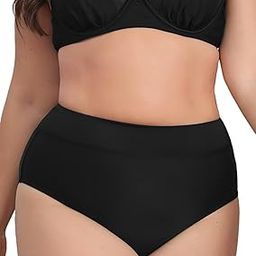 Women's Plus Size Bikini Bottom High Waisted Swimsuit Modest Widen Band Bathing Suit-image-39