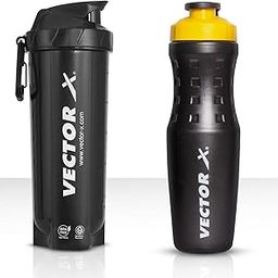 Vector X Energy Shaker & Active Bottle for Protein Shake Gym Sipper Shaker 750 ml Shaker (Pack of 2, Black, Plastic)-image-61