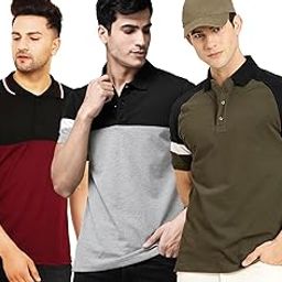 Men's Regular Fit Half Sleeve Matty Combo Polo T-Shirt (Pack of 3)-image-71
