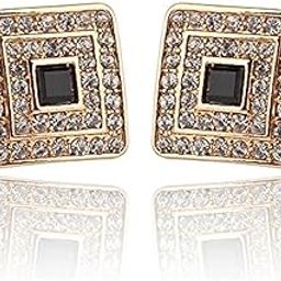 Cufflinks for Men Cuff Links Stainless Steel Crystal Studded Square Cufflinks for Men and Boy's.-image-45