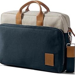 100% Cotton Canvas Commute Laptop Messenger Bag for Men & Women | Travel Shoulder Handbag With Trolley Sleeve | Metal Zip Closure | Leather Handles | Padded Laptop Compartment For 16"-10