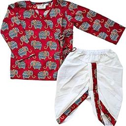 Baby Ethnic Wear for Boys Pure Cotton Dhoti Kurta Set | Traditonal Design with Angarkha Top & Dhoti | Festival, Function, Wedding Comfortable Ethnics for Boys | Elephant Print-picture-15