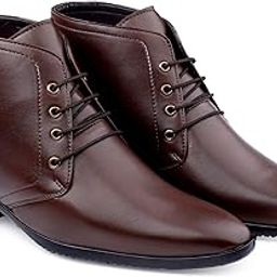 Men's 3.5 Inch Hidden Height Increasing Faux Material with Casual Formal Laceup Derby Boot.-image-71