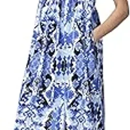 zelena Maternity Zipless Feeding Dress for Women | 100% Cotton Pre & Post Pregnancy Printed Dress for Woman | Nursing Dresses for Easy Breastfeeding for Mothers with Pockets-picture-3
