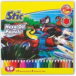 Stic Oil Pastel50 Hexagonal Colours Set For Artist Kids Paint Shades Pen Box Crayons Spray Gift Color Pastel Drawing Acrylic Brush Water Art Book Pen Items Paper Craft Birthday Product,Multi-coloured-28