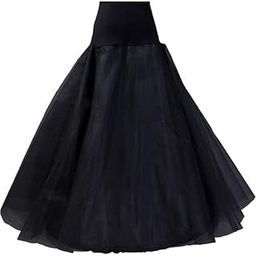 Women's Spandex A-line Floor Length Petticoat Crinoline Underskirt for Wedding Dress (Black, One Size)-image-31