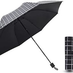 Black Check Auto Open and Auto Close Umbrella for Women & Men | Unique Black UV Coated Umbrella for UV, Sun, Rain and Wind | Outdoor Double Layer Umbrella with Attractive Cover-49