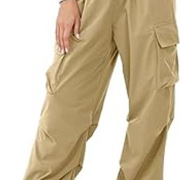 Women's Parachute Cargo Pants/Trouser with Pockets for Hiking, Camping, Traveling, Outdoor Activities, Solid Drawstring Waist Flap Pocket Side-image-11