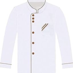 Full Sleeve Solid Chef Coat Apron With Single Golden Piping-image-41