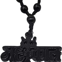 Religious Jewelry Rock Shiv Mahakal Trishul Locket with Crystal Beads Mala Black Crystal & Cotton Dori Necklace Pendant for Men and Women-image-25