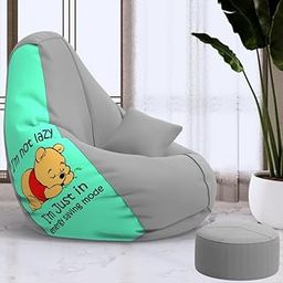 Pi Bean Bags with Beans Filled XXXXL Bean Bag with Free Cushion and Footrest - Official : PrintopiaBean Combo (Matching Color : Printed, Energy Savings Mode - Peach Grey)-image-23