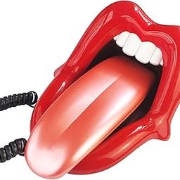 TelPal Landline Phones for Home, Red Mouth Telephone, Novelty Big Tongue Phone, Wired Novelty Funny Lip Phone Gift Cartoon Shaped Real Corded Landline Home Office Phones Furniture Decor-20