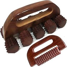 IWUD set of 2 Wooden Handle massager (6x3.5) In, Acupressure back massager back pain relief massager multi purpose with 10 massage roller (8x3.5) In (Only Massager Manufacturering)-21