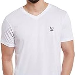 White V Neck Cotton Regular Fit Tshirt for Men (Pack of 1)-Vee-White01-Xxl-image-6