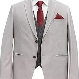 Men's 3-Piece Suit, Light Grey Cotton Linen, Single Breasted with Notch Lapel, Contrast Waistcoat-image-59