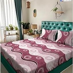 Klotthe Book Fold Multicolor Geometric 300 TC Cotton Blend Double Bedsheet with 2 Pillow Covers-image-61