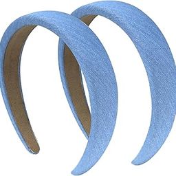 Denim Padded Headband Casual Cotton Hairband for Women | 2pcs (Blue, 5.5inch)-39