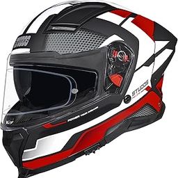 Helios Asphalt Full Face ISI and DOT Certified Helmet with Dual Visor MATT Black & RED - M-23