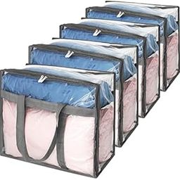 Fixwal 4 Pack Clear Clothes Storage Bags Vinyl Organizers with Sturdy Zippers Reinforced Handle Plastic Moving Totes for Comforters, Blankets, Linen, Bedding, Duvet, Transparent Space Saver Containers-picture-22