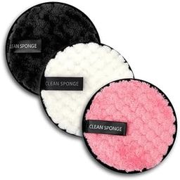 Clean Sponge Reusable Makeup Remover Pads, Round Plush, Pack of 3, Black White Pink-25