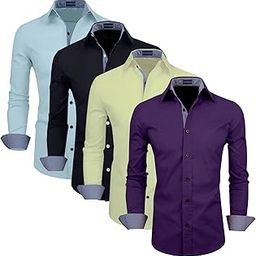 Combo of 4 Men's Cotton Polyester Blend Solid Full Sleeve Regular Fit Casual Shirt-picture-6