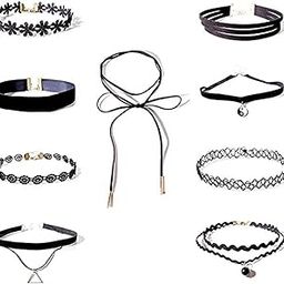 Jewellery Black 9 pc Combo Stylish Choker Necklace Set for Women and Girls(cmb273)-28