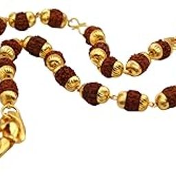 Dharmsaar Natural Brown Rudraksha Mala for Women Japa Jaap Rosary, Original Rudraksha Mala Golden Cap, Rudraksha Chain for Men Stylish Boys Girls Necklace (12 inch)-image-91