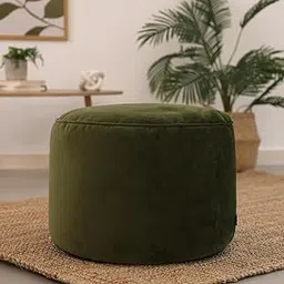 GIGLICK Brand- Premium Round Velvet Bean Bag Pouffe with Beans Filled (Ready to Use) Indoor Home Living Room Filled Pouffe Bean Bag | Durable & Comfortable Footstool Bean Bags Color- (Dark Green)-image-80