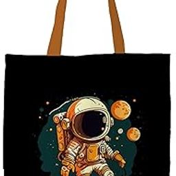 Cool Astraonaut Canvas Tote Bag - 1 Pc, Women Tote Bag, Canvas Tote Bag, Printed Tote Bag, Printed Canvas Tote Bag, Stylish Bags For Women-image-85